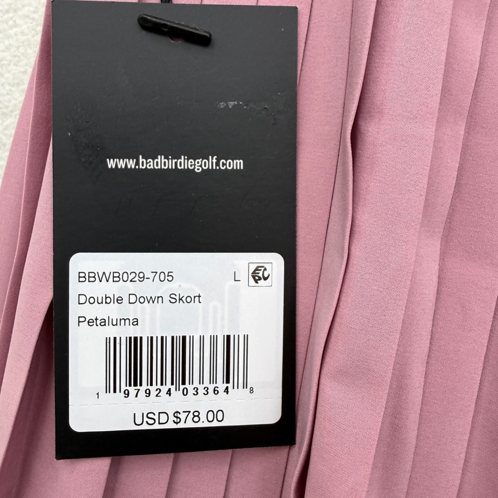 Bad Birdie Golf Double Down Skort Size L Petaluma Pink Pleated Athletic Skirt - Picture 5 of 5